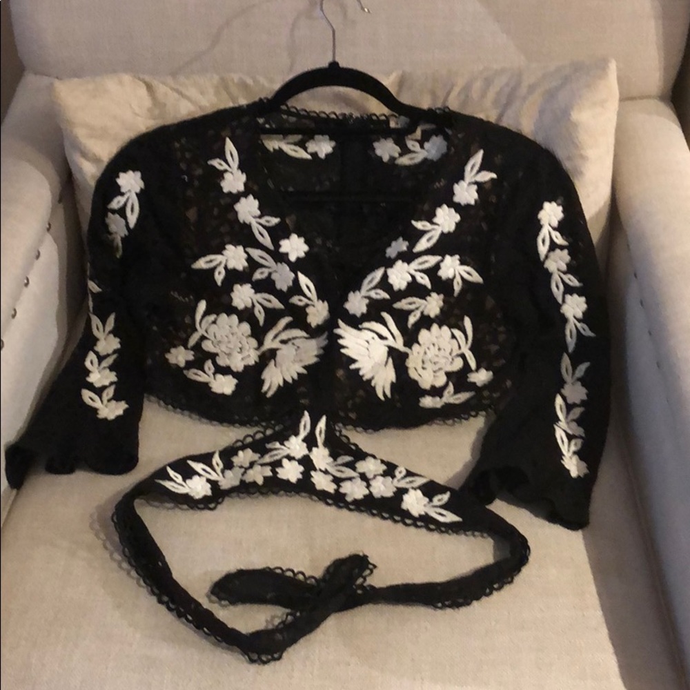 For Love & Lemons Embroidered Crop Top